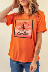 Orange Go Climb A Cactus Western Graphic Print Tee