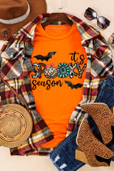 Orange It'S Spooky Season Graphic Print Short Sleeve T Shirt