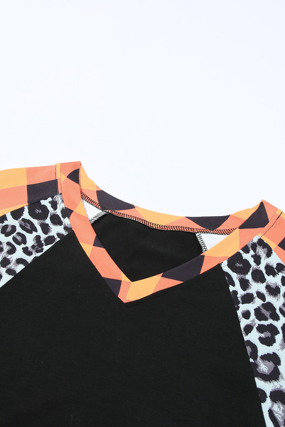 Orange Leopard Plaid Ruffled Long Sleeve Mini Dress