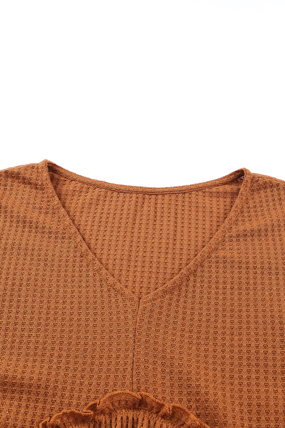 Orange Plus Size Ruffled Waffle Knit Top