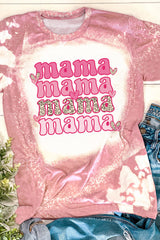 Pink Mama Leopard Heart Bleached Graphic T Shirt