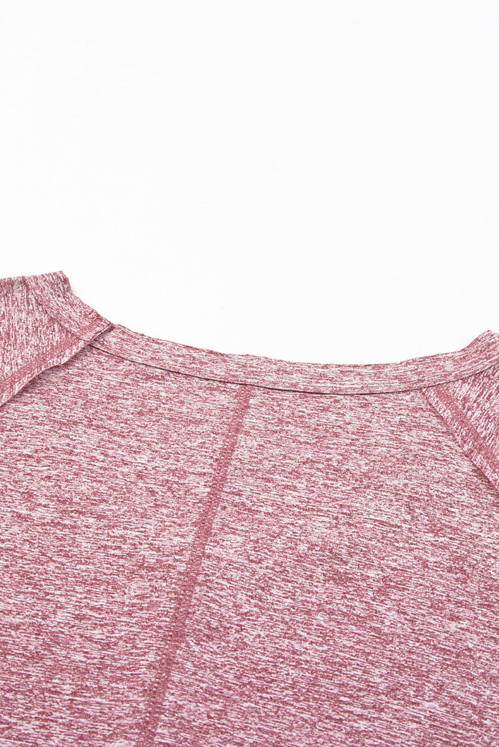 Pink Marble Print Seamed V Neck T-Shirt