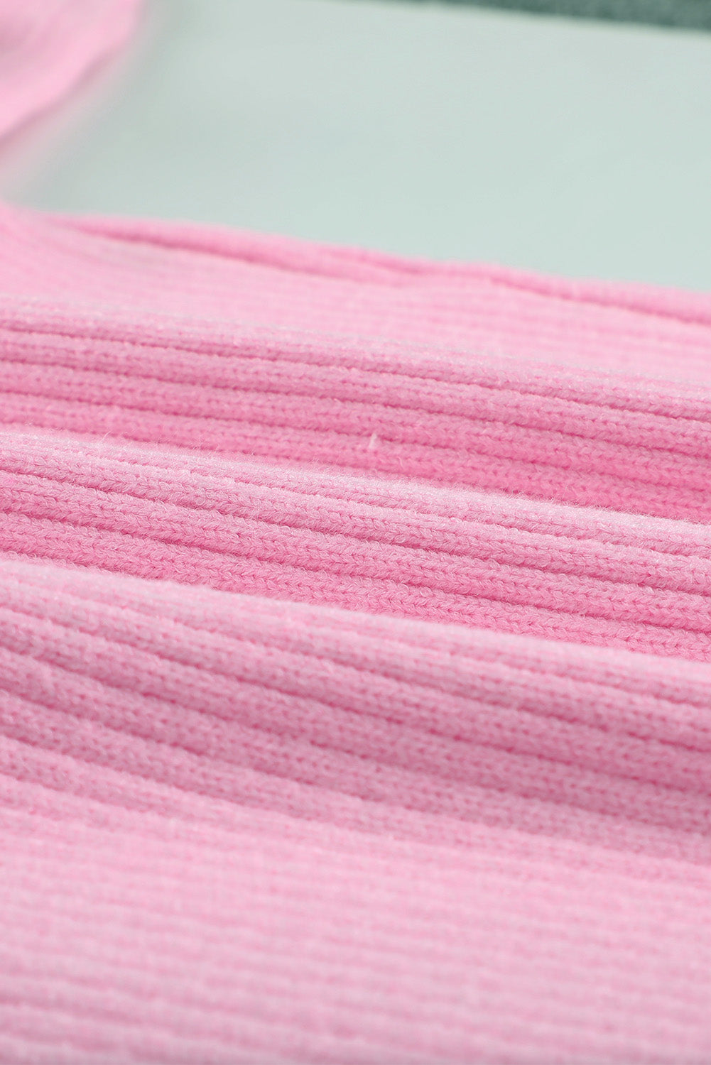 Pink Off The Shoulder Ribbed Knitted Sweater
