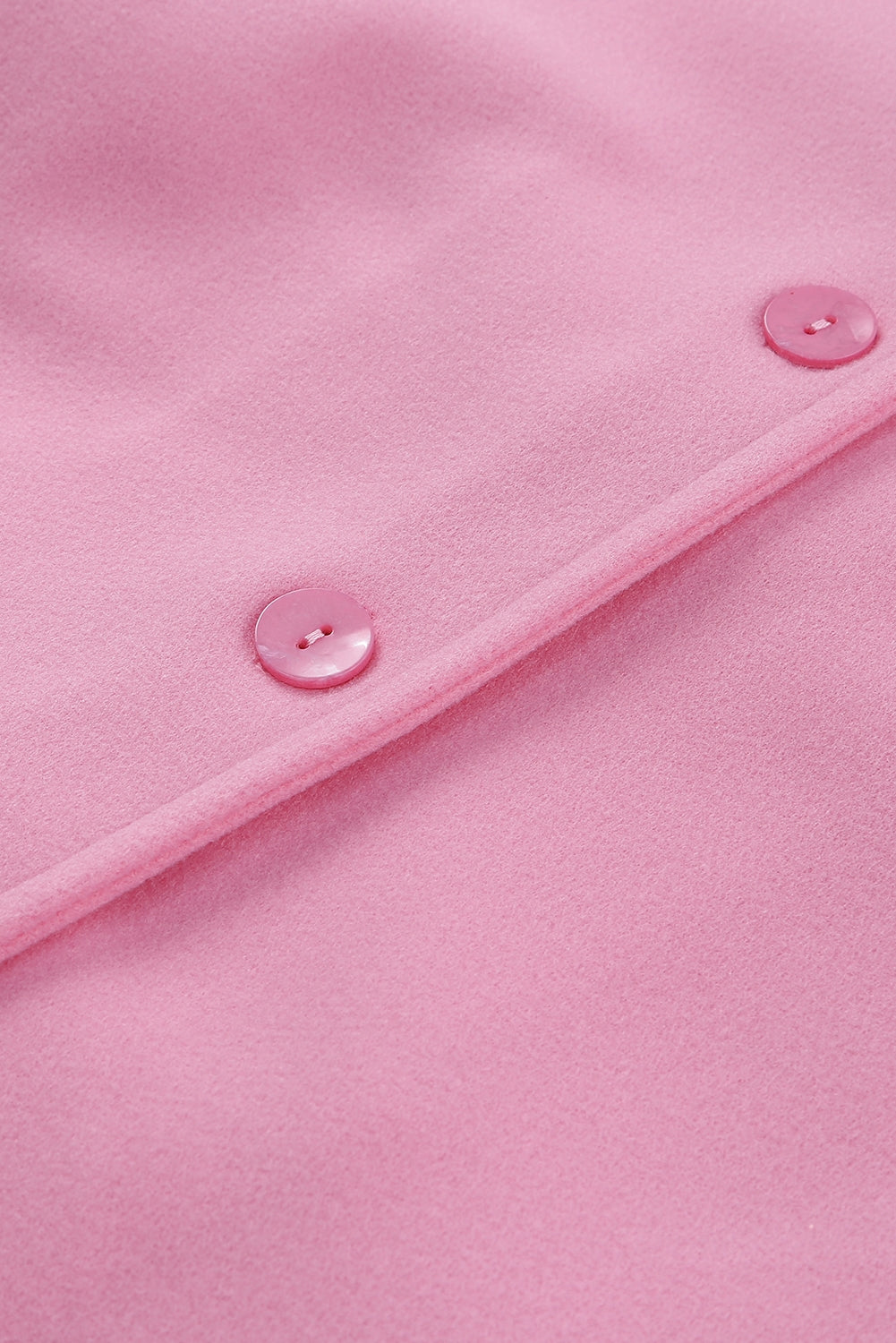 Pink Solid Color Buttoned Coat With Tie