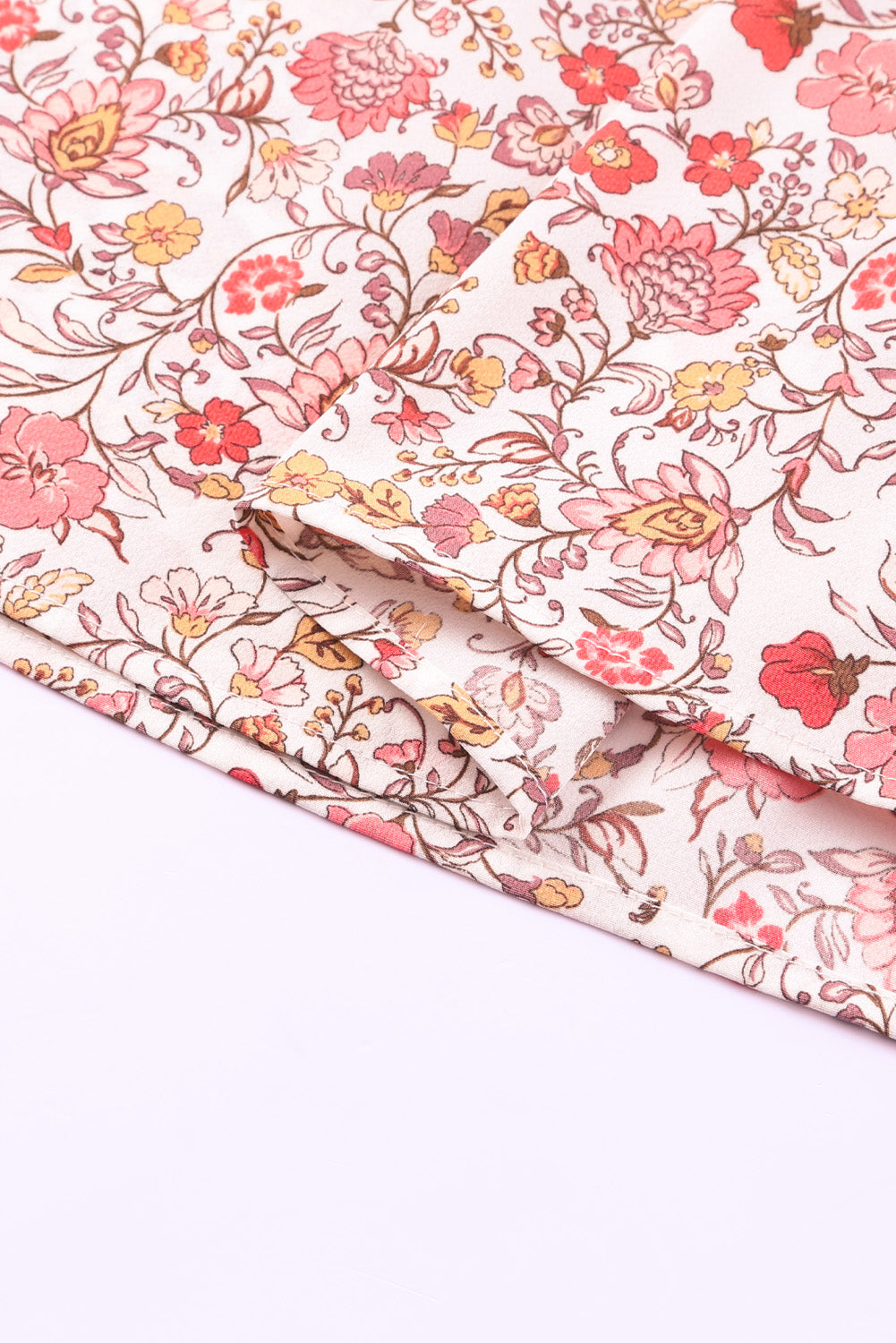 Pink Split Neck Floral Print Plus Size Top