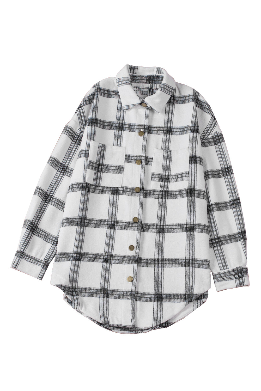 Plaid Pattern Buttoned Shirt Coat With Slits