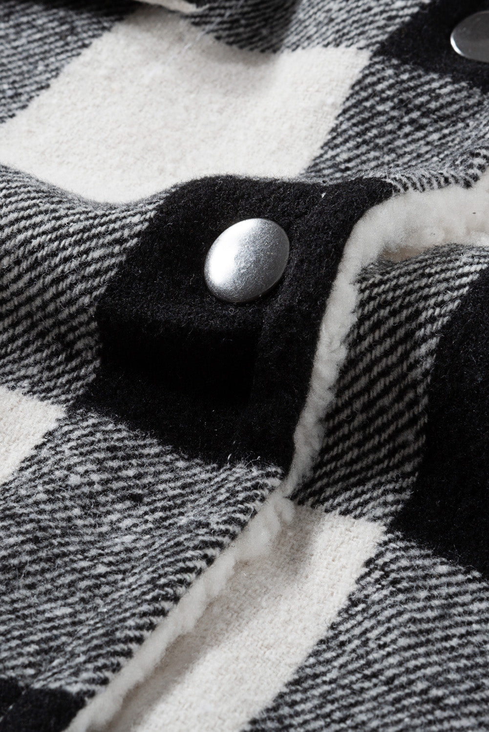 Plaid Print Fleece Button Jacket