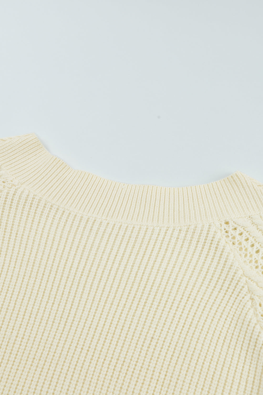 Plain Hollow-Out Knit Long Sleeve Pullover Sweater