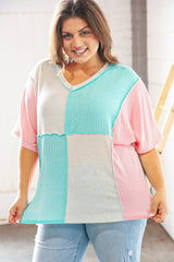 Plus Size Color Block Outseam Knit Top