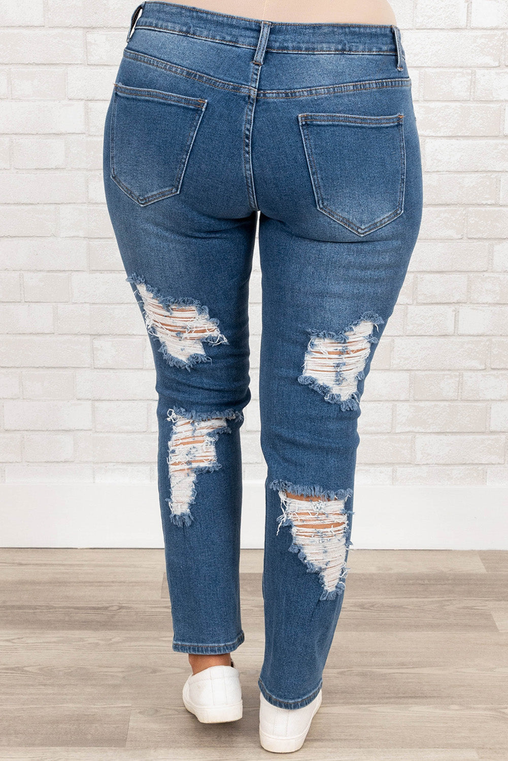 Plus Size Distressed Ripped Skinny Jeans