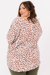Plus Size Leopard V Neck Short Sleeve Shift Top