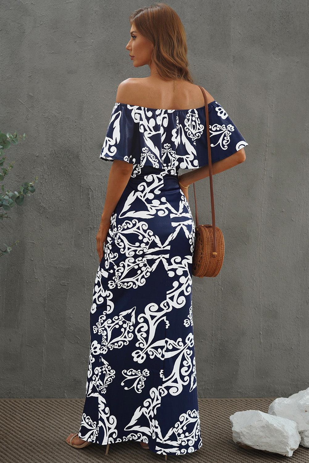 Print Off-The-Shoulder Maxi Dress