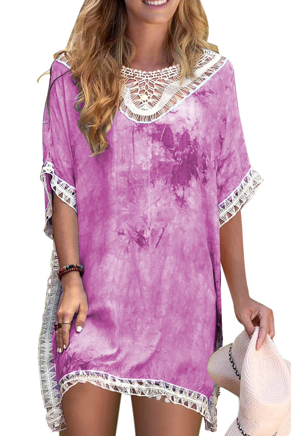 Purple Crochet Tie-Dye Beach Dress