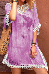 Purple Crochet Tie-Dye Beach Dress