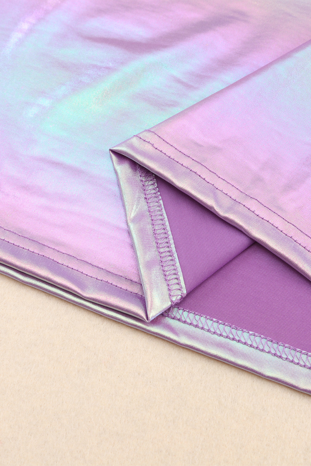 Purple Shiny Iridescent Stay Wild Graphic Oversized Tee