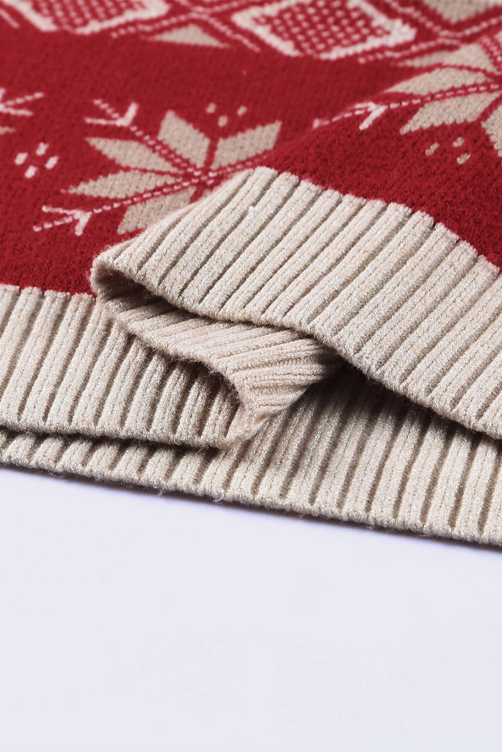 Red Christmas Snowflake Geometric Pattern Sweater