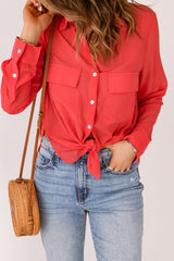 Red Flap Pocket Button Up Shirt