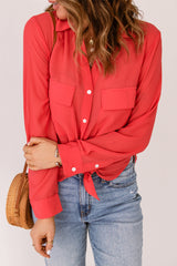 Red Flap Pocket Button Up Shirt