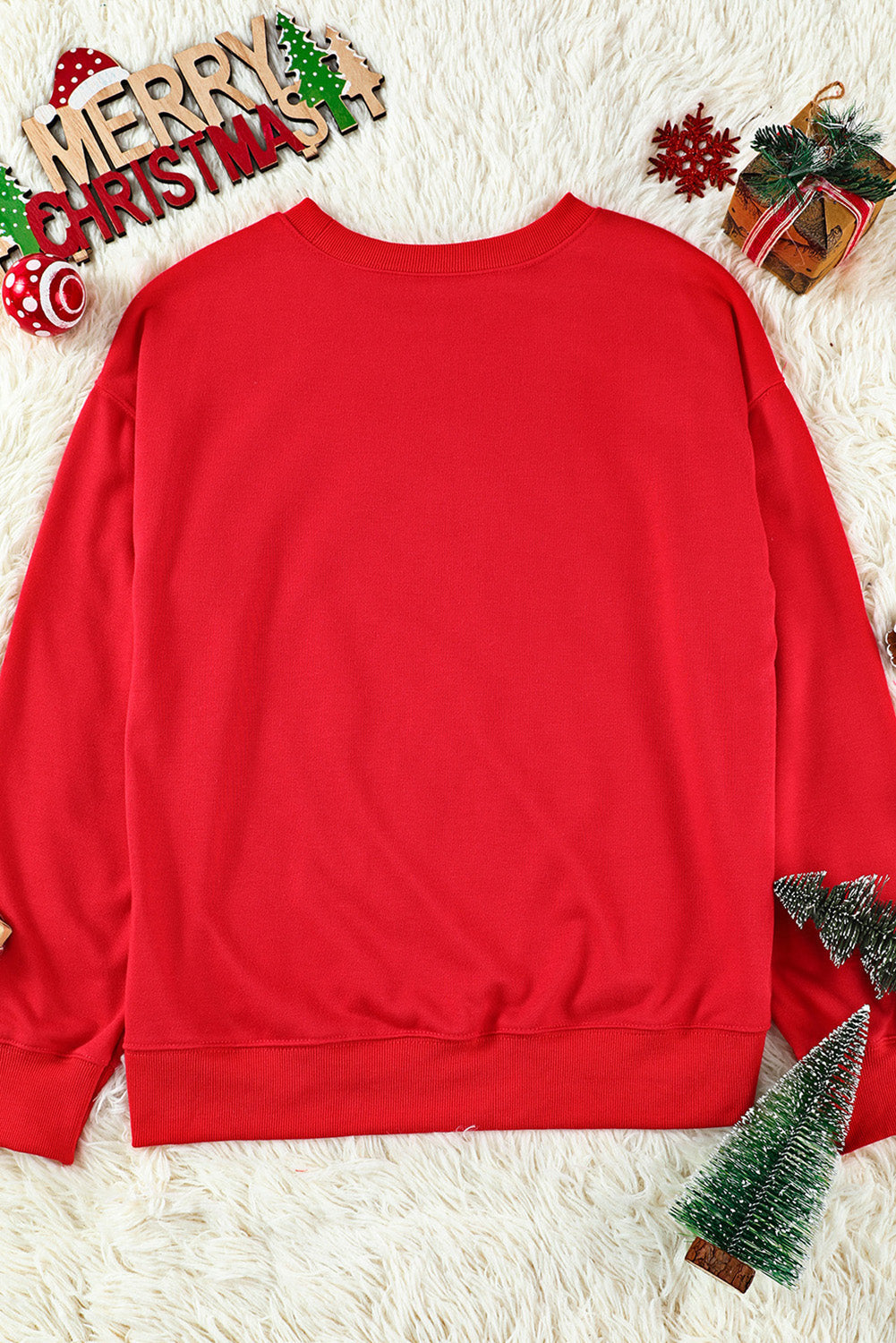 Red Letters Print Long Sleeve Pullover Sweatshirt