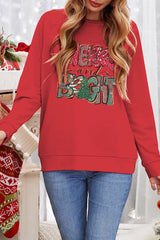 Red Merry And Bright Xmas Tree Print Sweatshirt