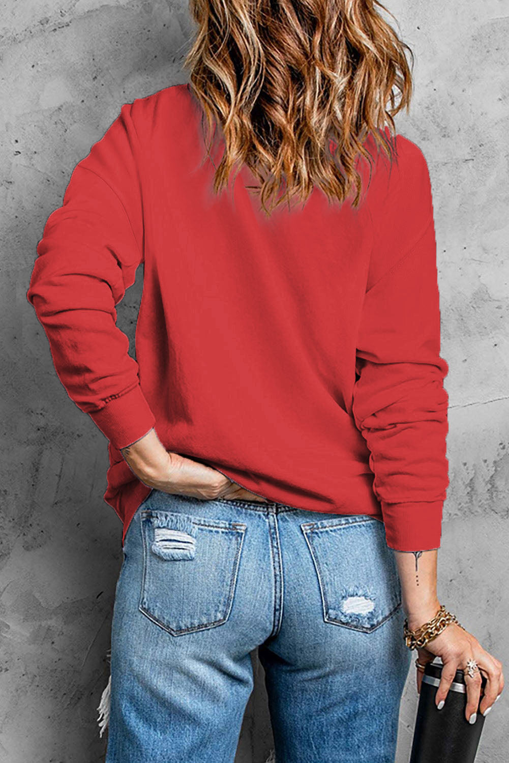 Red Merry Mama Long Sleeve Pullover Sweatshirt