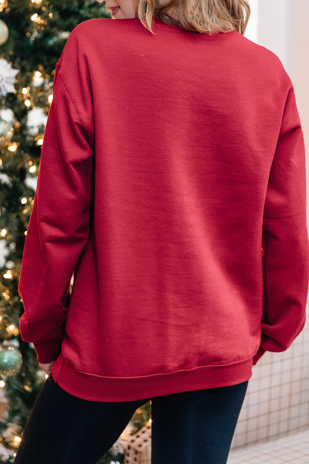 Red Santa Baby Letter Glitter Print Pullover Sweatshirt
