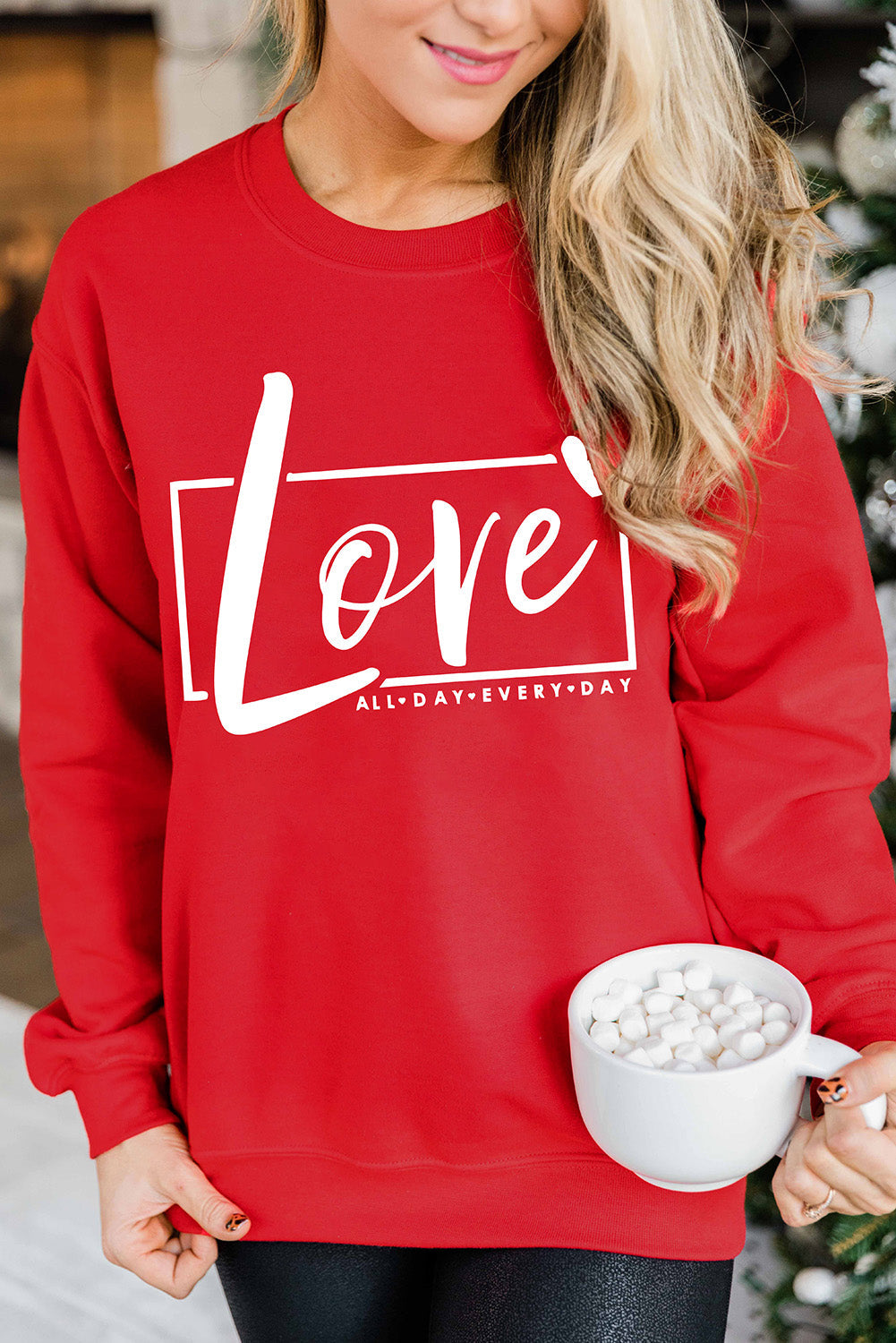 Red Valentine'S Day Love Graphic Sweatshirt