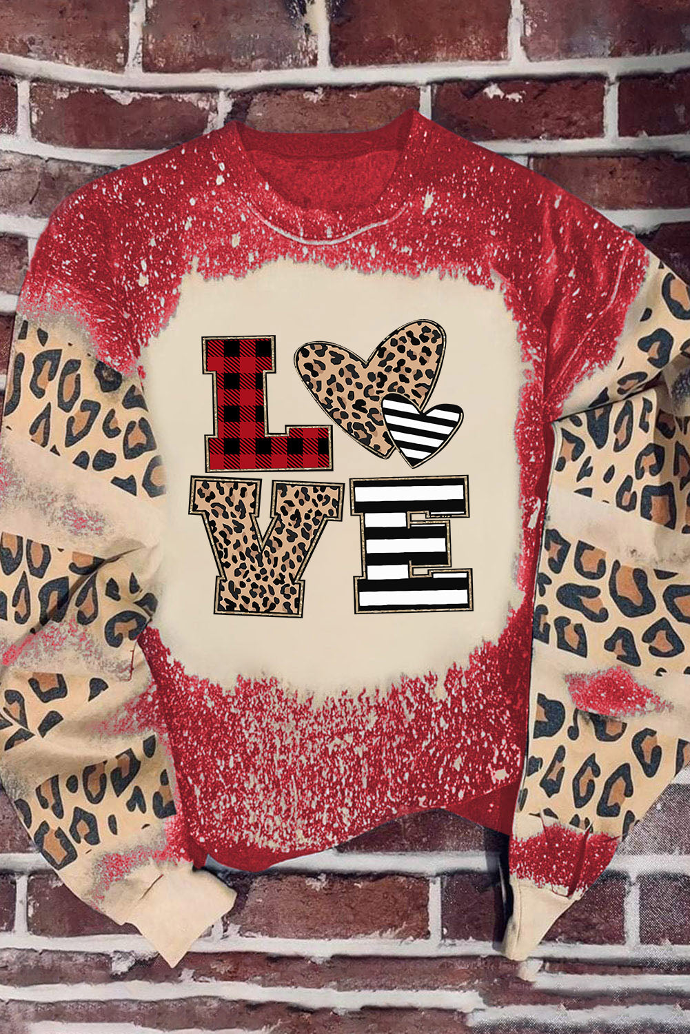 Red Valentines Leopard Love Element Sweatshirt