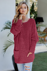 Red Winter Break Knit Tunic Sweater