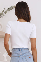 Ribbed Square Neck Short Sleeve Top