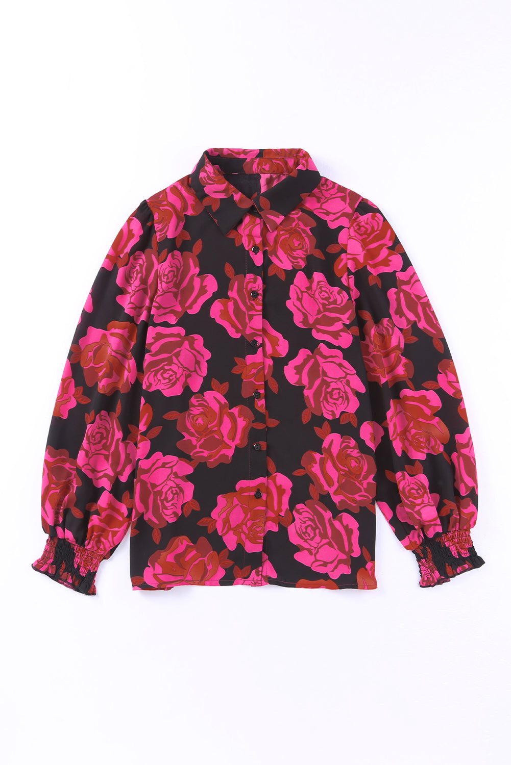 Rose Blooming Rose Allover Puff Sleeve Shirt
