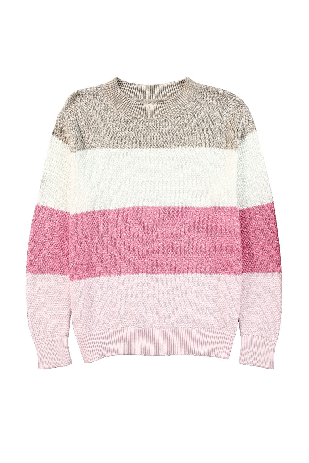 Rose Crew Neck Color Block Sweater