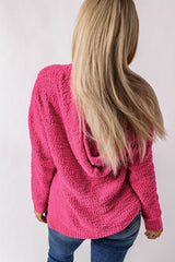 Rose Loose Popcorn Textured Hooded Sweater