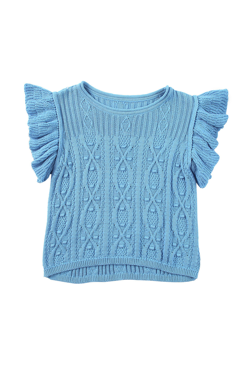 Ruffle Sleeve Cable Knit Sweater