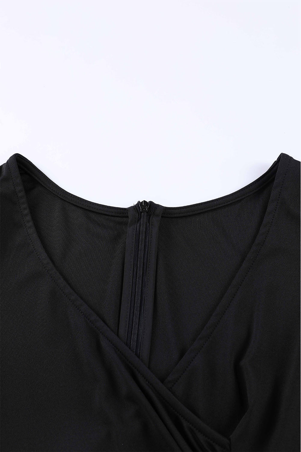Ruffled Sleeve Wrap V Neck Midi Dress