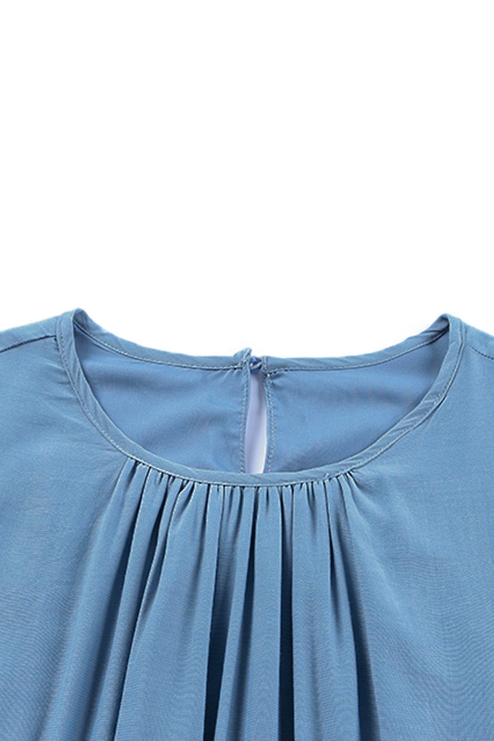 Sky Blue Shirring Tiered Flowy Babydoll Dress