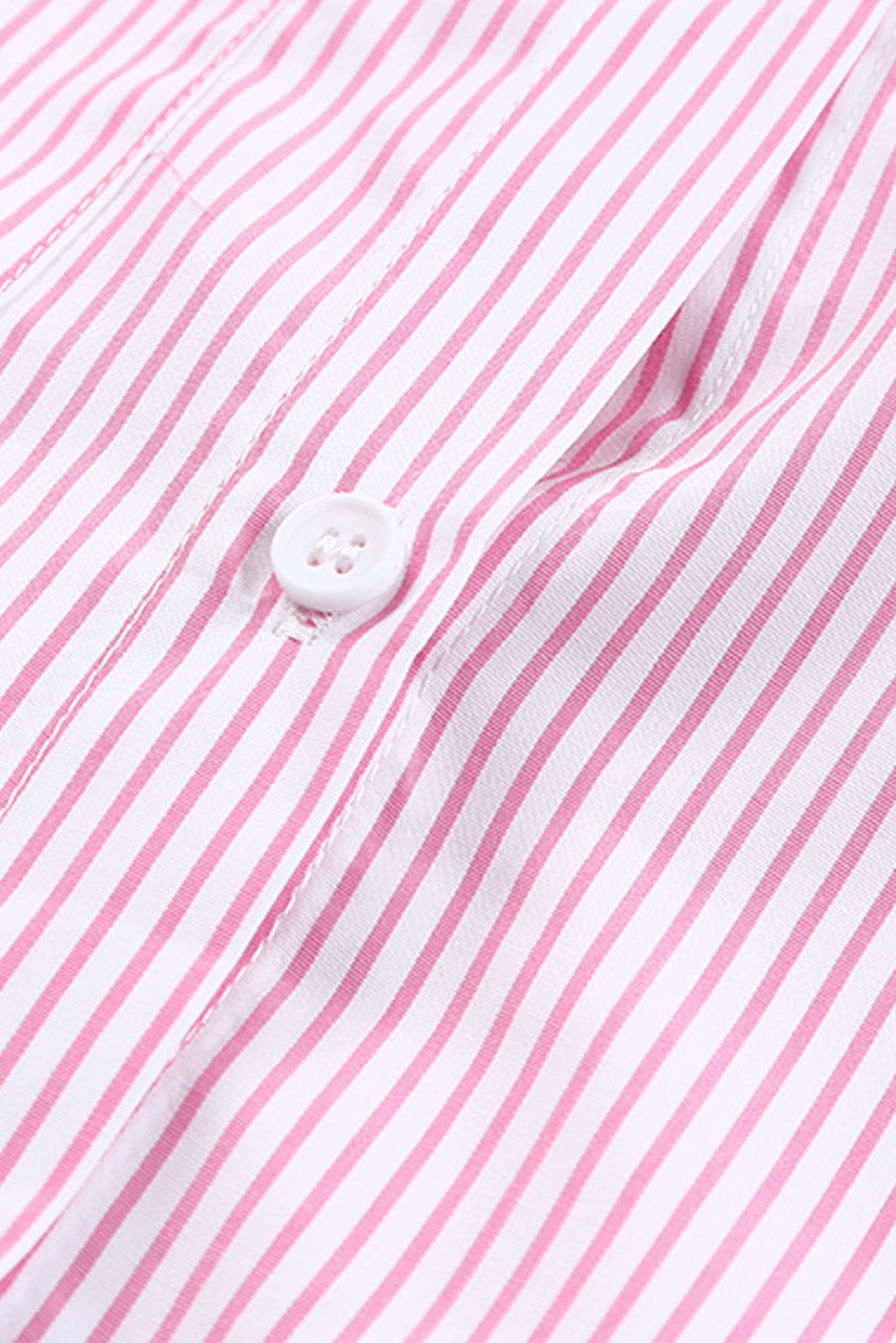 Smocked Cuffed Striped Boyfriend Shirt With Pocket