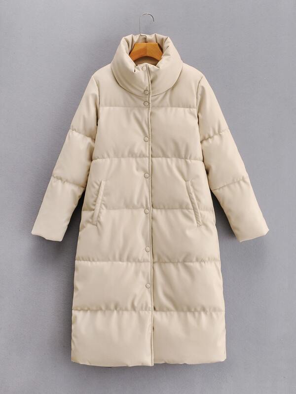 Snap Button Front Puffer Coat