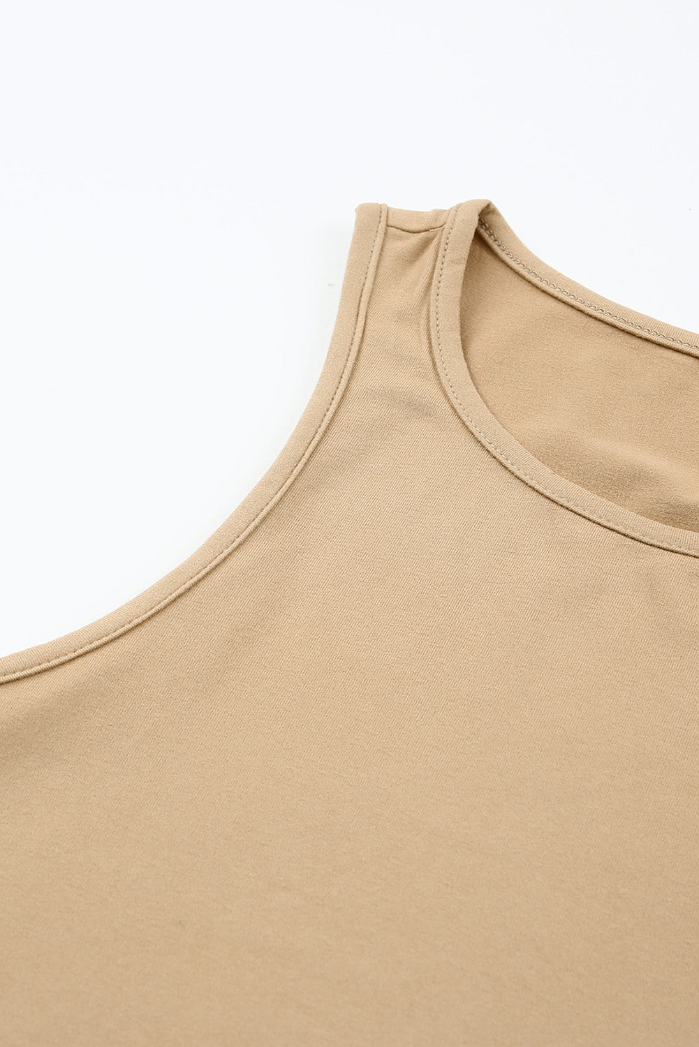 Solid Color O-Neck Slim-Fit Cropped Tank Top