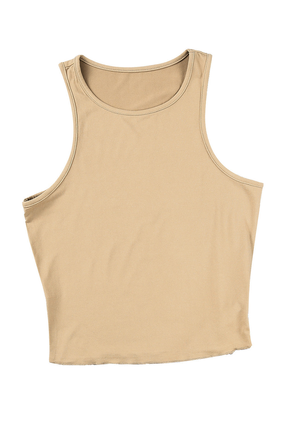 Solid Color O-Neck Slim-Fit Cropped Tank Top