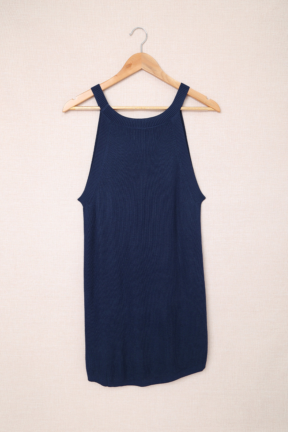 Solid Ribbed Knit Slim-Fit Tank