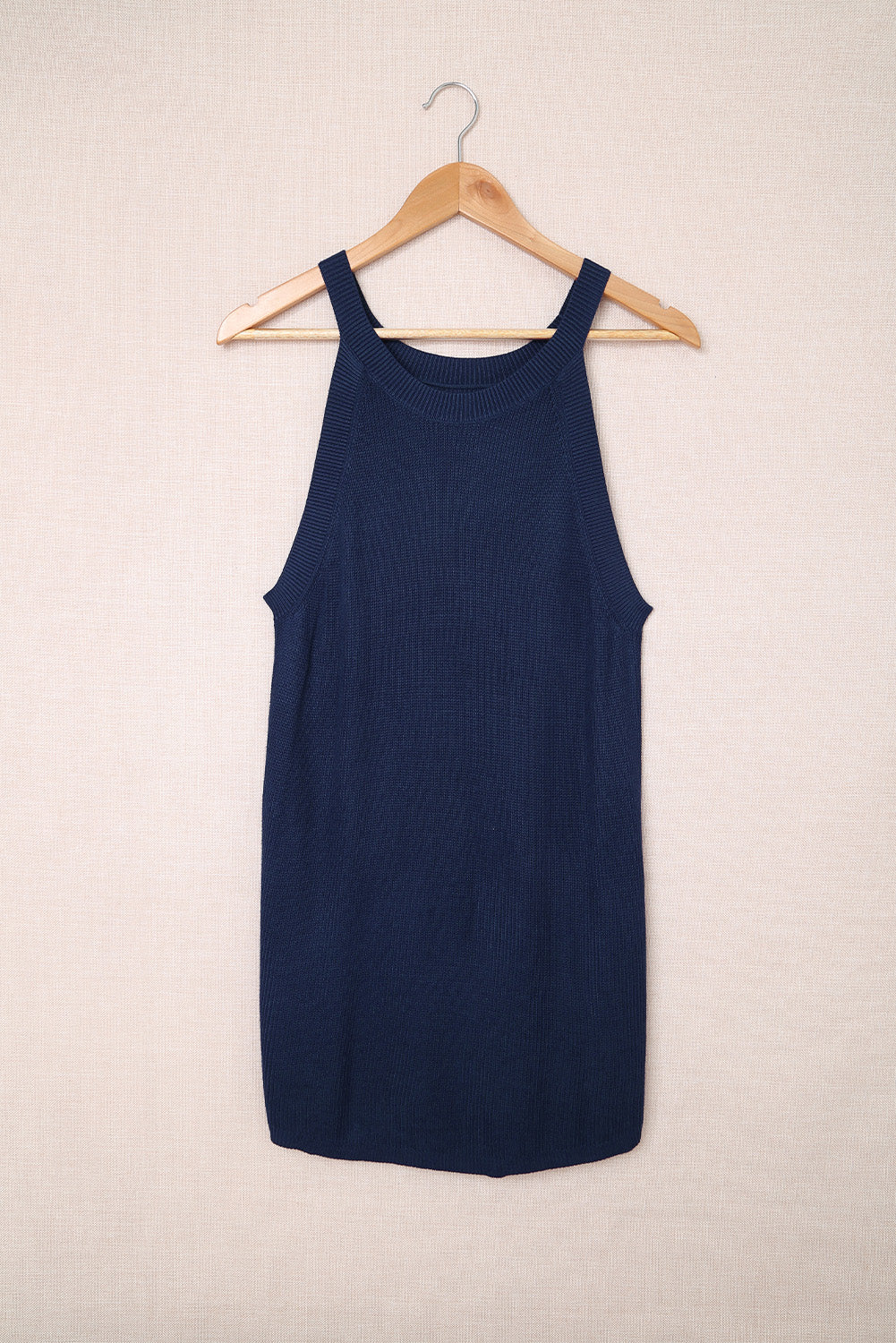 Solid Ribbed Knit Slim-Fit Tank