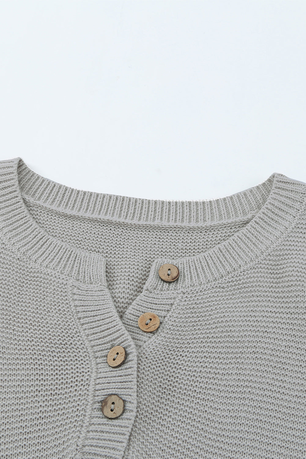 Splicing Buttoned Knitted Long Sleeve Sweater