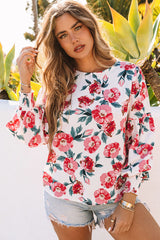 Splicing Puff Sleeve Floral Blouse