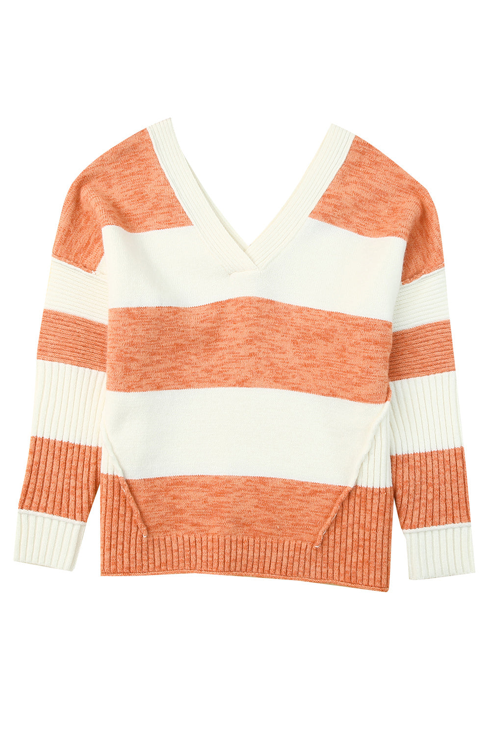 Stripe Striped V Neck Criss Cross Back Sweater