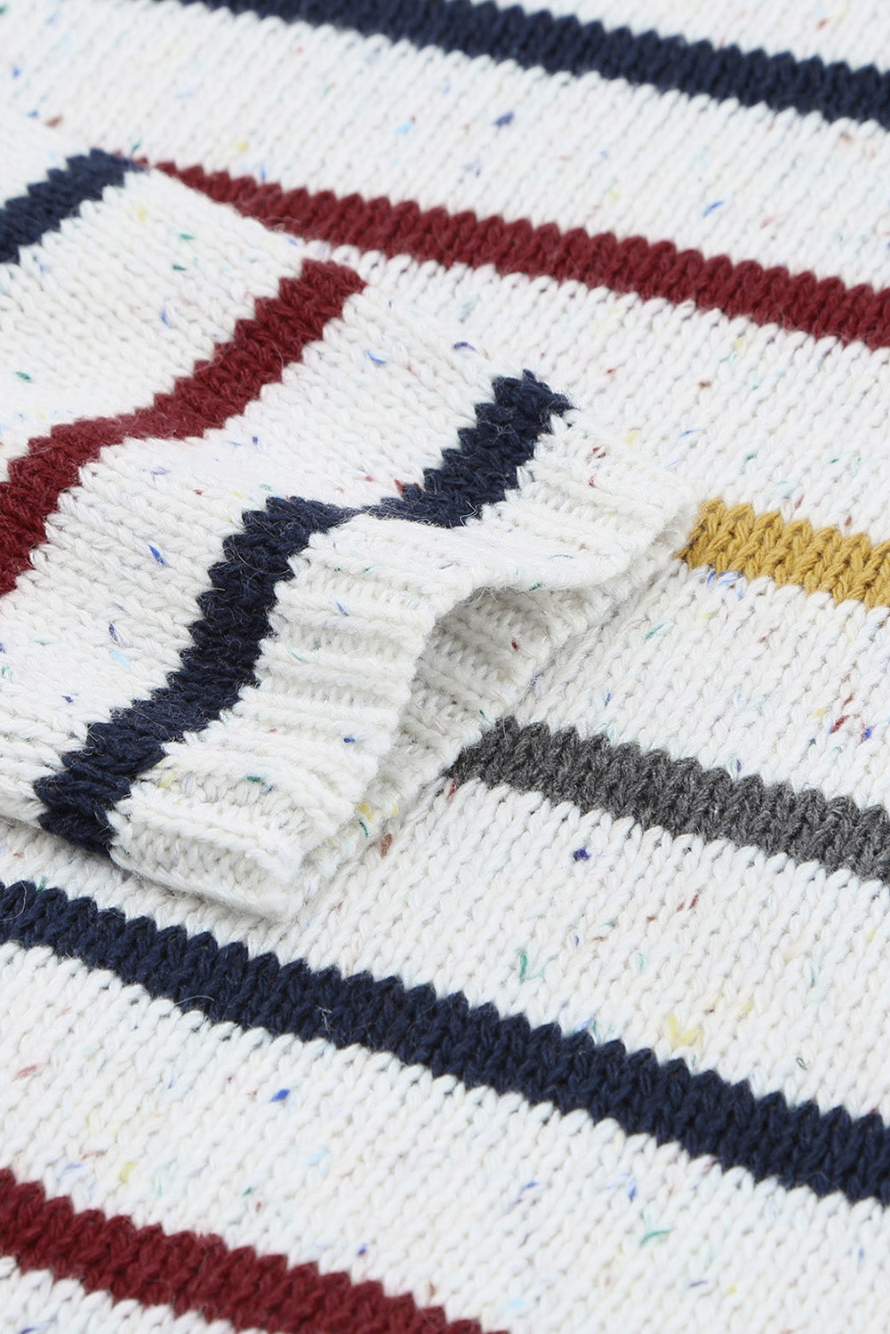Striped Drop Sleeve Crew Neck Knit Sweater
