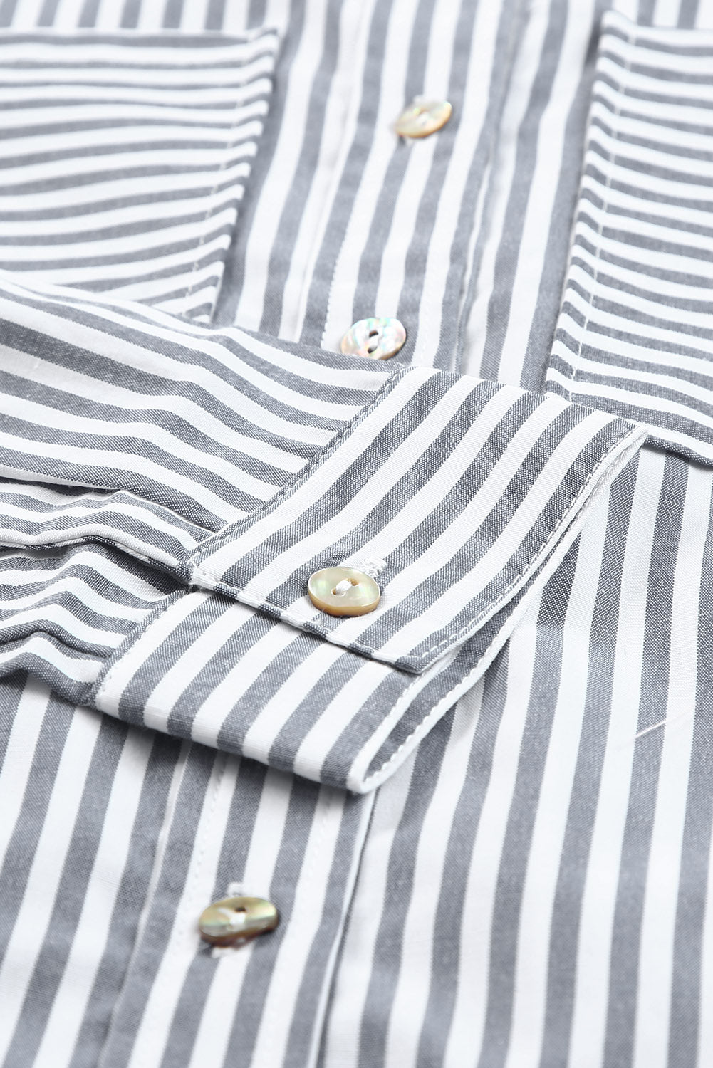 Striped Pocketed Buttons Long Sleeve Shirt