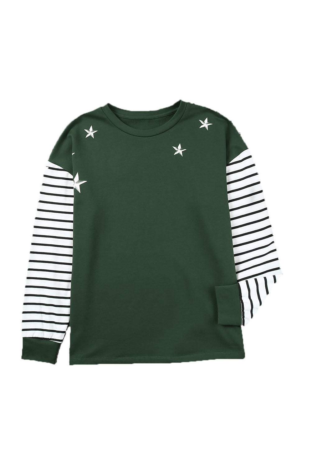 Striped Star Print Patchwork Long Sleeve Top