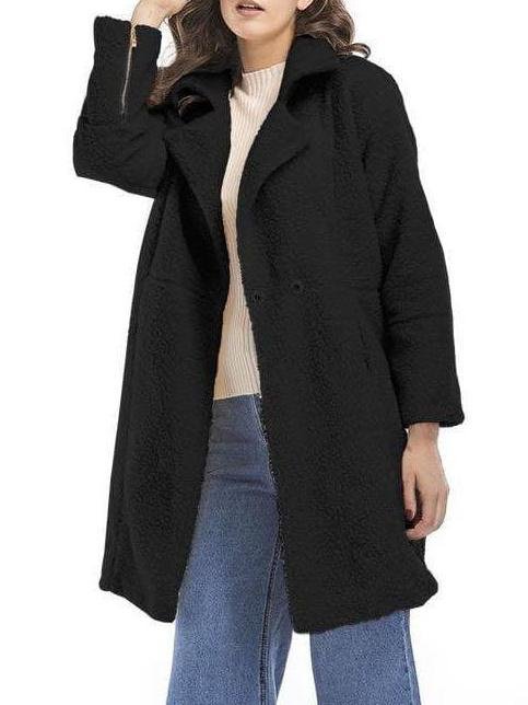Turn-down Collar Woolen Long Overcoat