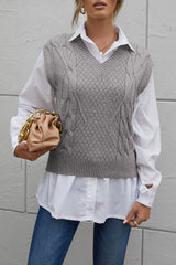 V-Neck Twist Knitted Vest Sweater